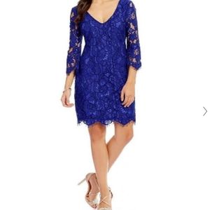Belle Sz 4 Badgley Mischka Katia Blue Lace Dress